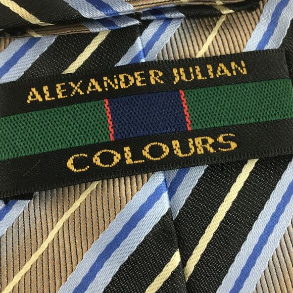 ALEXANDER JULIAN, COLOURS, POLYESTER BLUE TAN, REGIMENT TIE - Picture 4 of 14